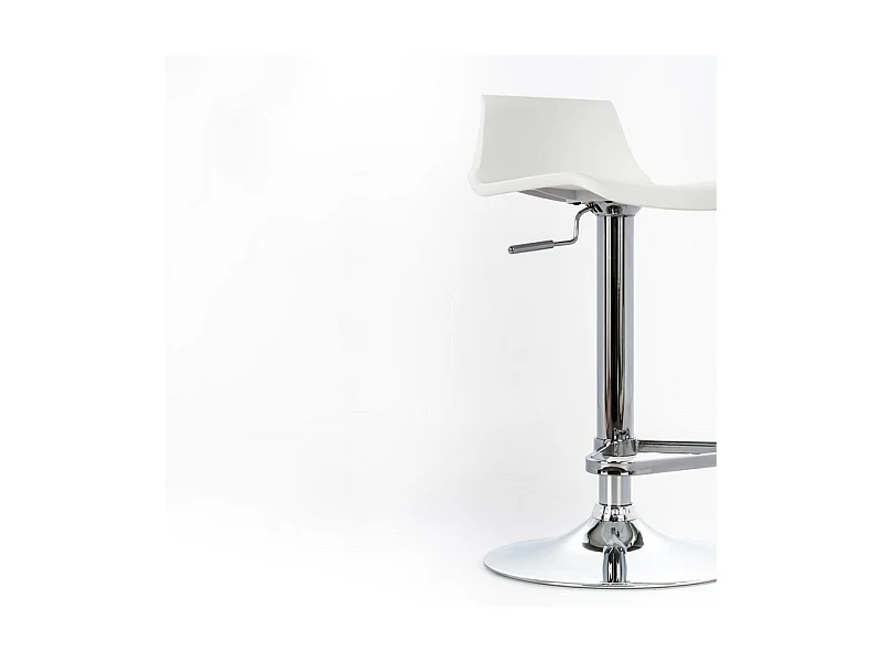 Lot de 2 tabourets hauts blancs "Henri" en polypropylène avec élévation à gaz et repose-pieds 41x39 72h cm