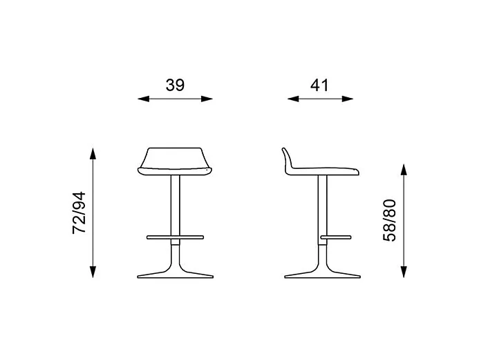 Lot de 2 tabourets hauts blancs "Henri" en polypropylène avec élévation à gaz et repose-pieds 41x39 72h cm