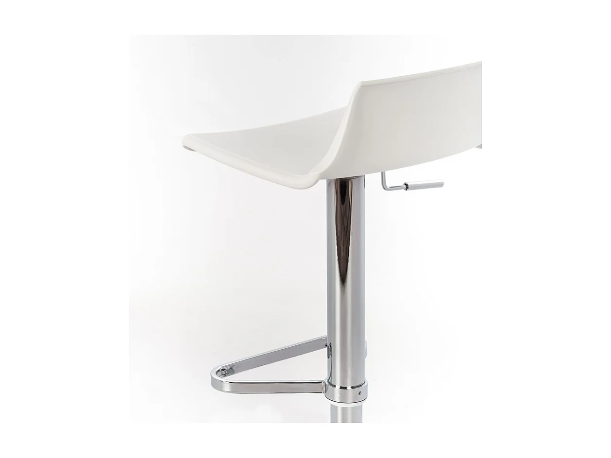 Set di 2 sgabelli alti bianchi "Henri" in polipropilene con elevazione a gas e poggiapiedi cm 41x39 72h