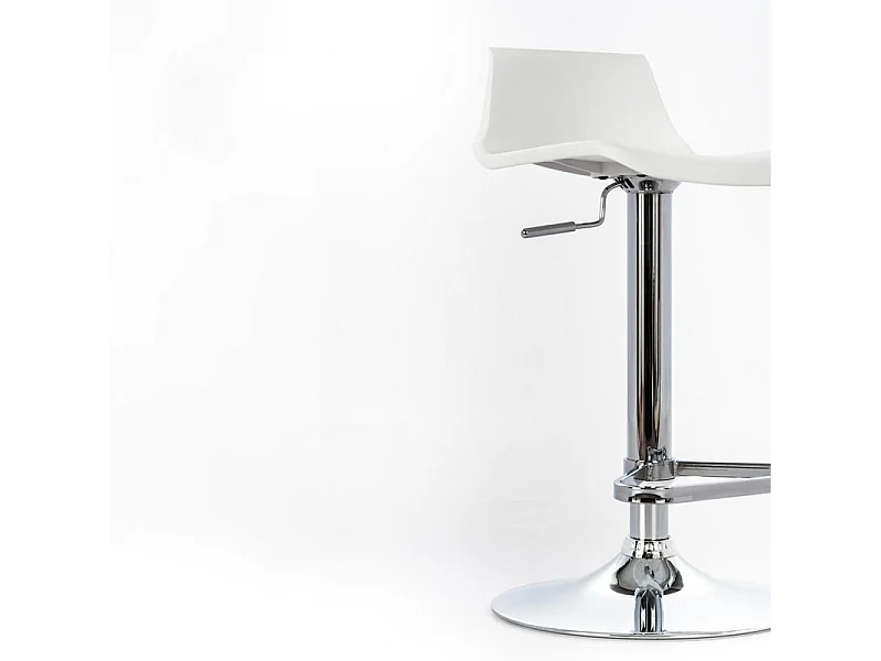 Set di 2 sgabelli alti bianchi "Henri" in polipropilene con elevazione a gas e poggiapiedi cm 41x39 72h