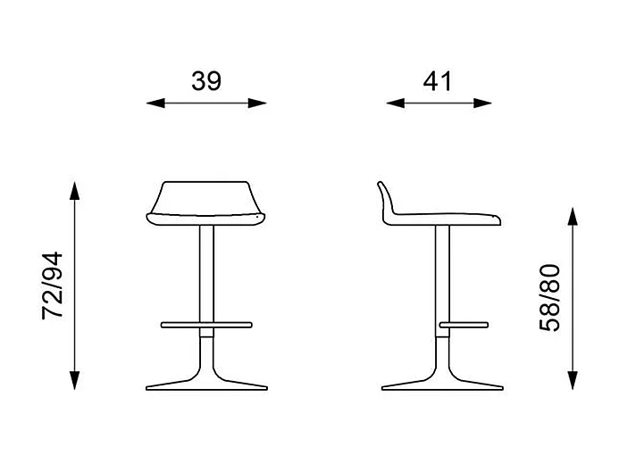 Set di 2 sgabelli alti bianchi "Henri" in polipropilene con elevazione a gas e poggiapiedi cm 41x39 72h