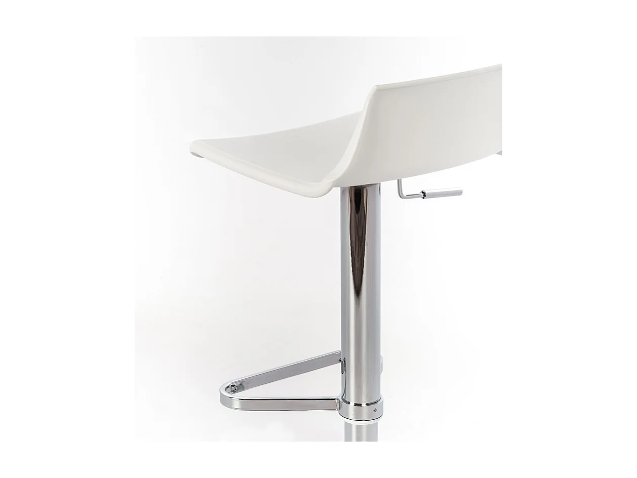 Juego de 2 taburetes altos "Henri" blancos de polipropileno con elevación a gas y reposapiés, 41x39 cm, 72h