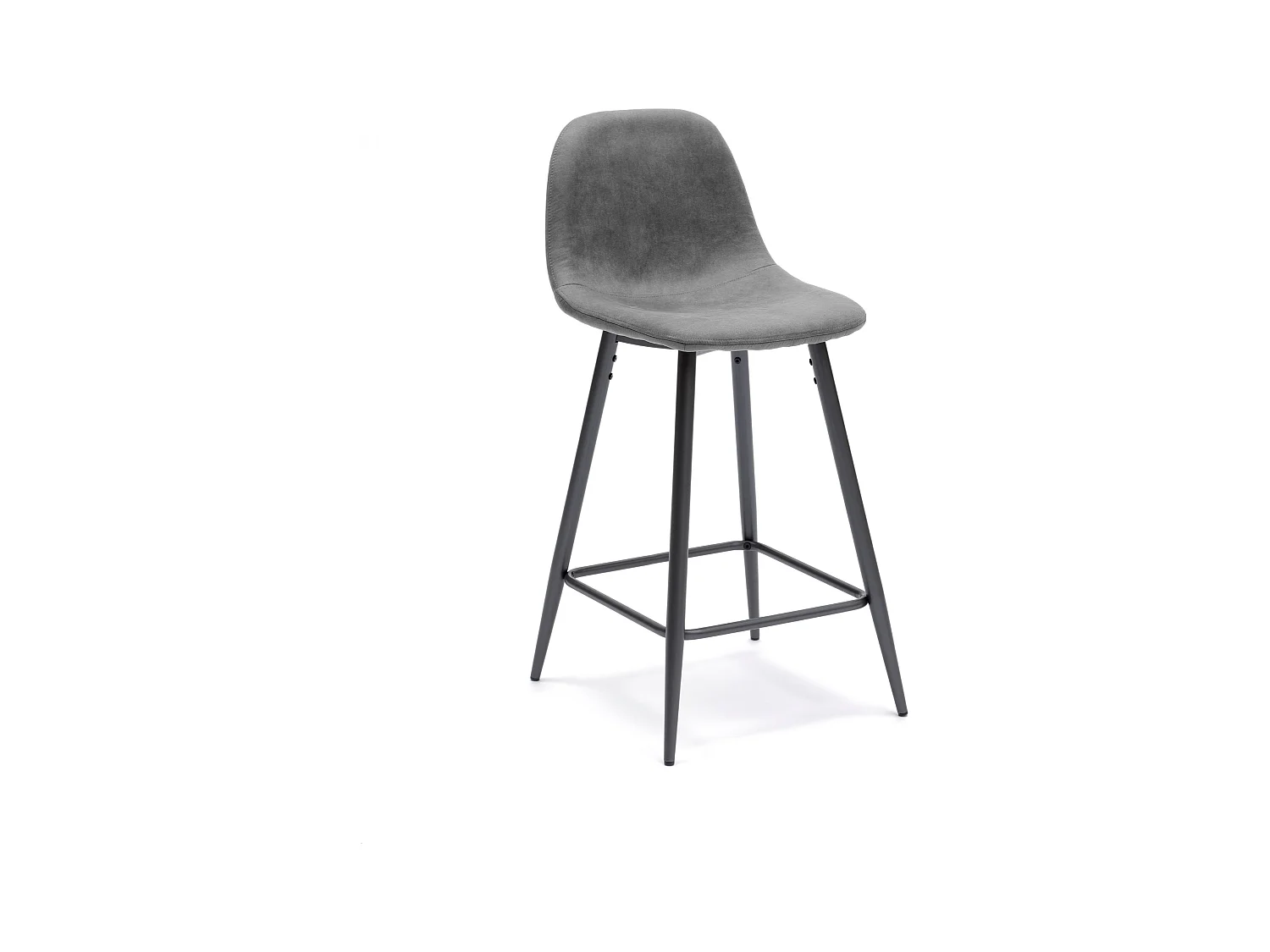 Lot de 2 tabourets hauts rembourrés "Brig" en similicuir gris avec repose-pieds cm 50x44 84h