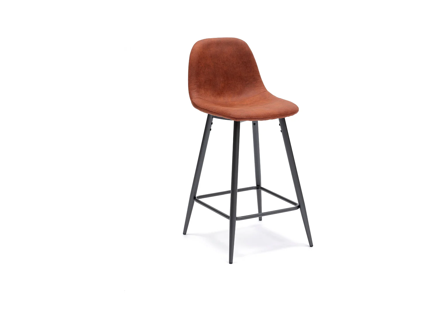 Lot de 2 tabourets hauts rembourrés en terre cuite "Brig" en simili cuir avec repose-pieds cm 50x44 84h