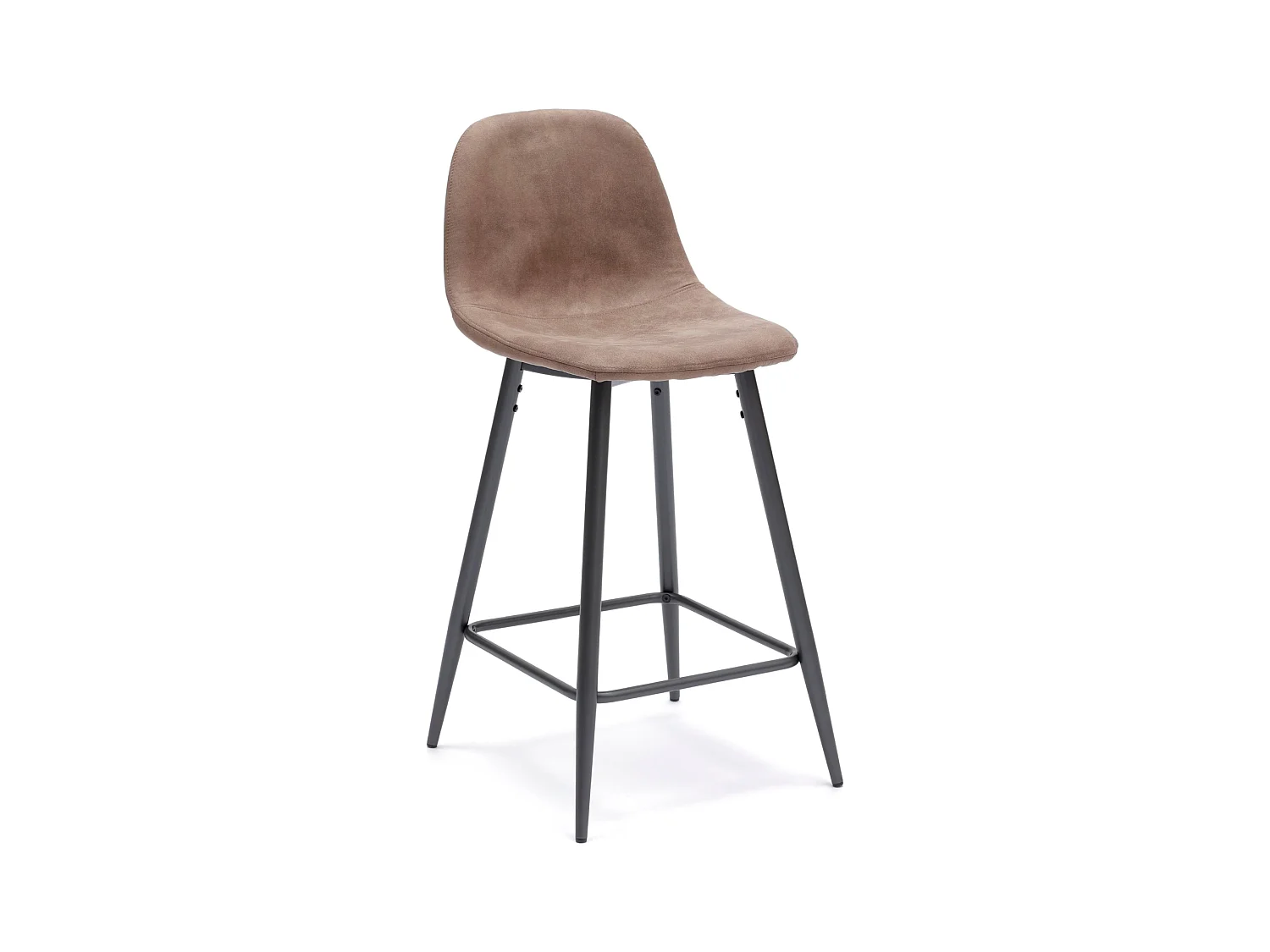 Lot de 2 tabourets hauts rembourrés en similicuir gris tourterelle "Brig" avec repose-pieds cm 50x44 84h