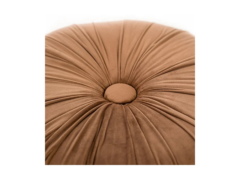 Pouf rond en velours orange "Mathilde" pour salon, 36x36 cm, hauteur 30 cm