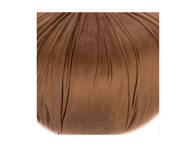 Pouf rond en velours orange "Mathilde" pour salon, 36x36 cm, hauteur 30 cm