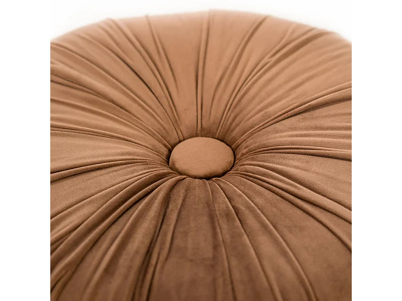 Pouf sgabello arancione "Mathilde" tondo da soggiorno in velluto cm 36x36 30h