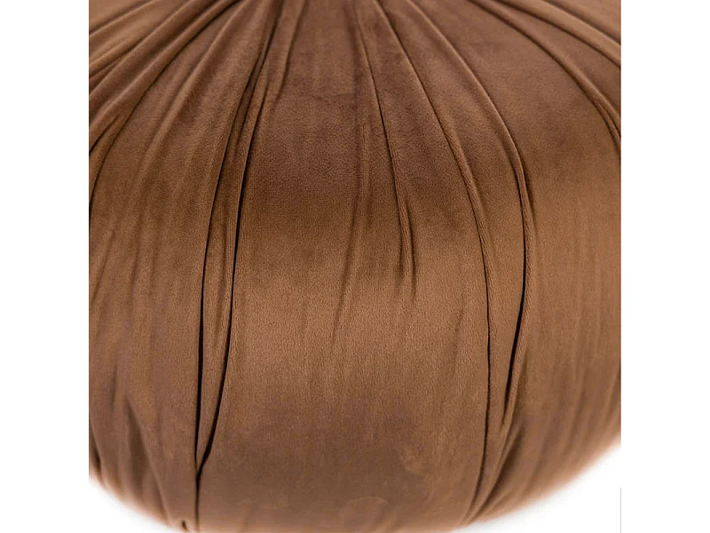 Pouf sgabello arancione "Mathilde" tondo da soggiorno in velluto cm 36x36 30h