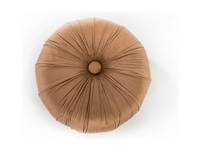 Pouf sgabello arancione "Mathilde" tondo da soggiorno in velluto cm 36x36 30h