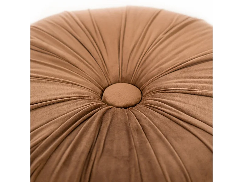 Pouf sgabello arancione "Mathilde" tondo da soggiorno in velluto cm 36x36 30h