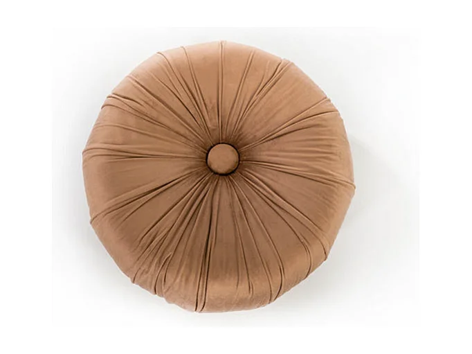 Pouf sgabello arancione "Mathilde" tondo da soggiorno in velluto cm 36x36 30h