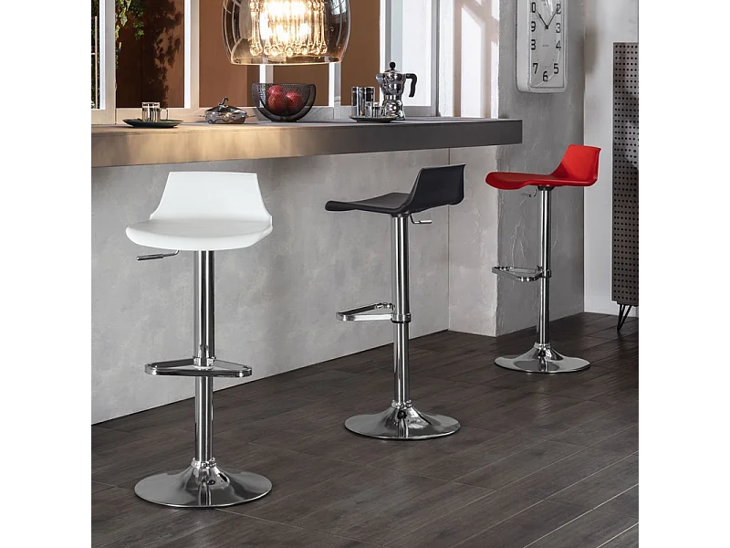 Juego de 2 taburetes altos "Henri" negros de polipropileno con elevación a gas y reposapiés, 41x39 cm, 72h