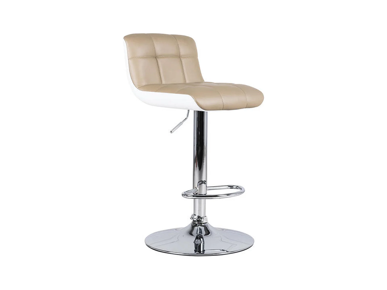 Lot de 2 tabourets rembourrés beiges "Kurt" en simili cuir avec vérin à gaz et repose-pieds cm 38,5x36 83h