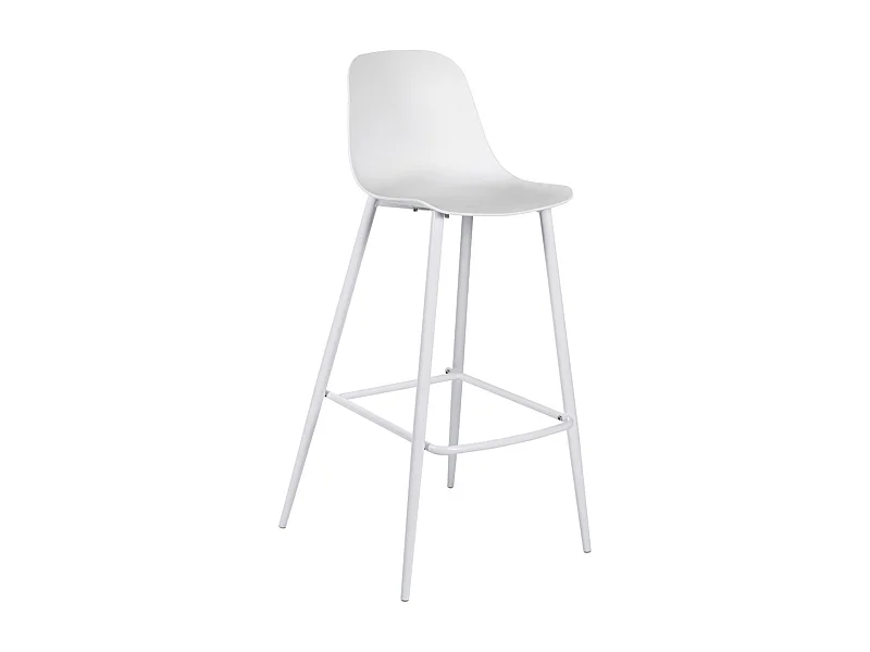 Set di 2 sgabelli alti bianchi "Ana" in polipropilene con poggiapiedi cm 47x47,5 91,5h