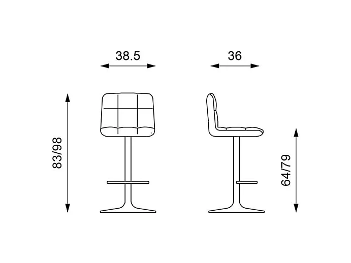 Lot de 2 tabourets rembourrés blancs "Kurt" en simili cuir avec vérin à gaz et repose-pieds cm 38,5x36 83h