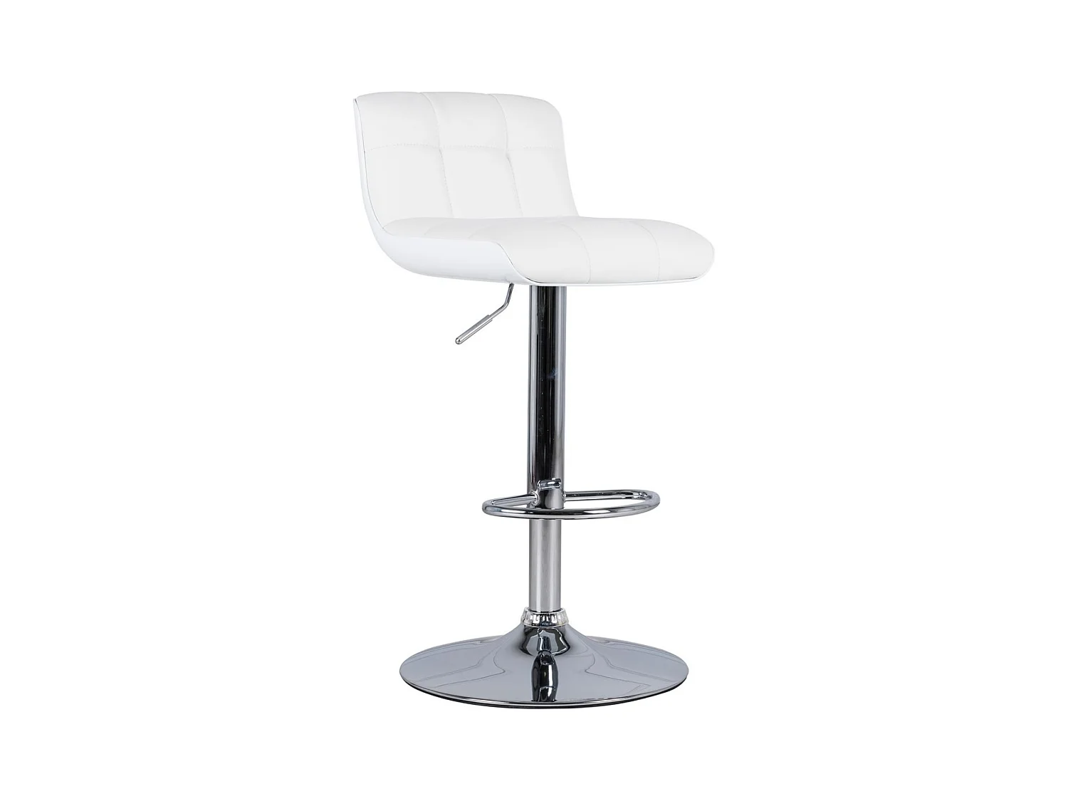 Lot de 2 tabourets rembourrés blancs "Kurt" en simili cuir avec vérin à gaz et repose-pieds cm 38,5x36 83h