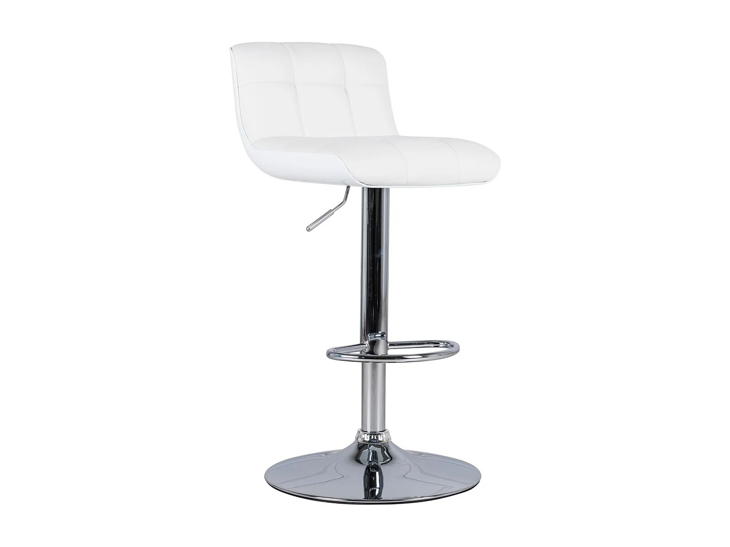 Zestaw 2 białych, wyściełanych taboretów "Kurt" ze skóry ekologicznej z podnośnikiem gazowym i podnóżkiem, 38,5 x 36,83 cm