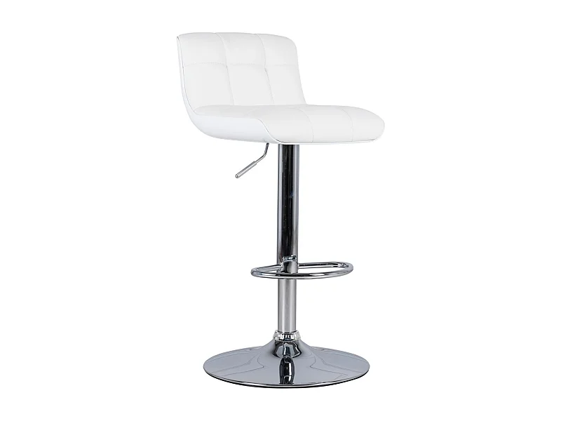 Lot de 2 tabourets rembourrés blancs "Kurt" en simili cuir avec vérin à gaz et repose-pieds cm 38,5x36 83h