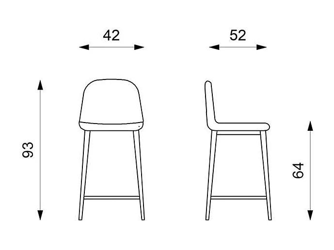 Zestaw 2 brązowych wysokich, wyściełanych krzeseł "Brig" ze skóry ekologicznej z podnóżkiem, 50x44 cm, wys. 84 cm