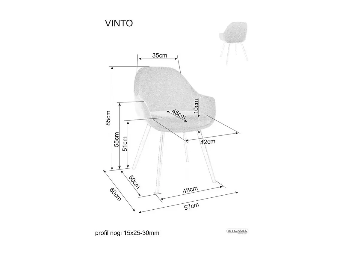Stuhl Vinto/Stoffbezug&Metall/Beige