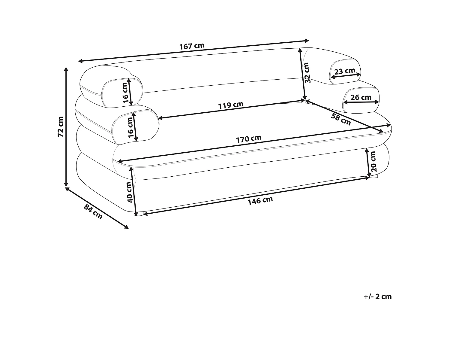 Canapé 2 places HELLE Velours Marron foncé