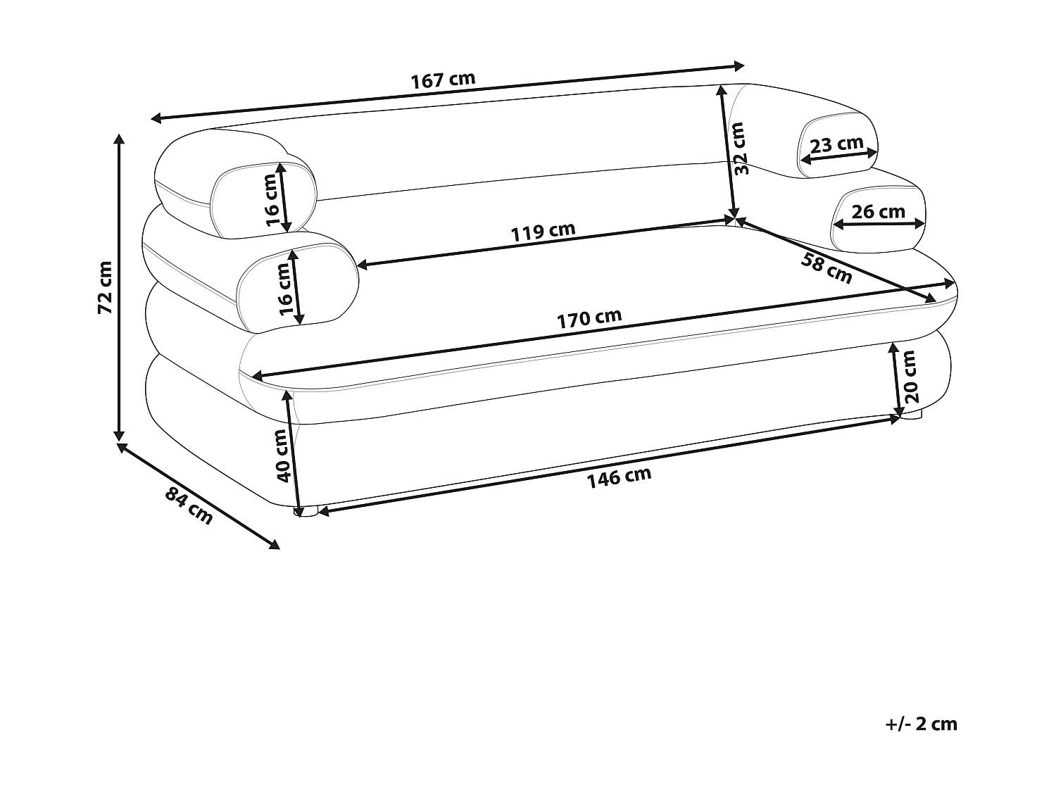 Canapé 2 places HELLE Velours Marron foncé