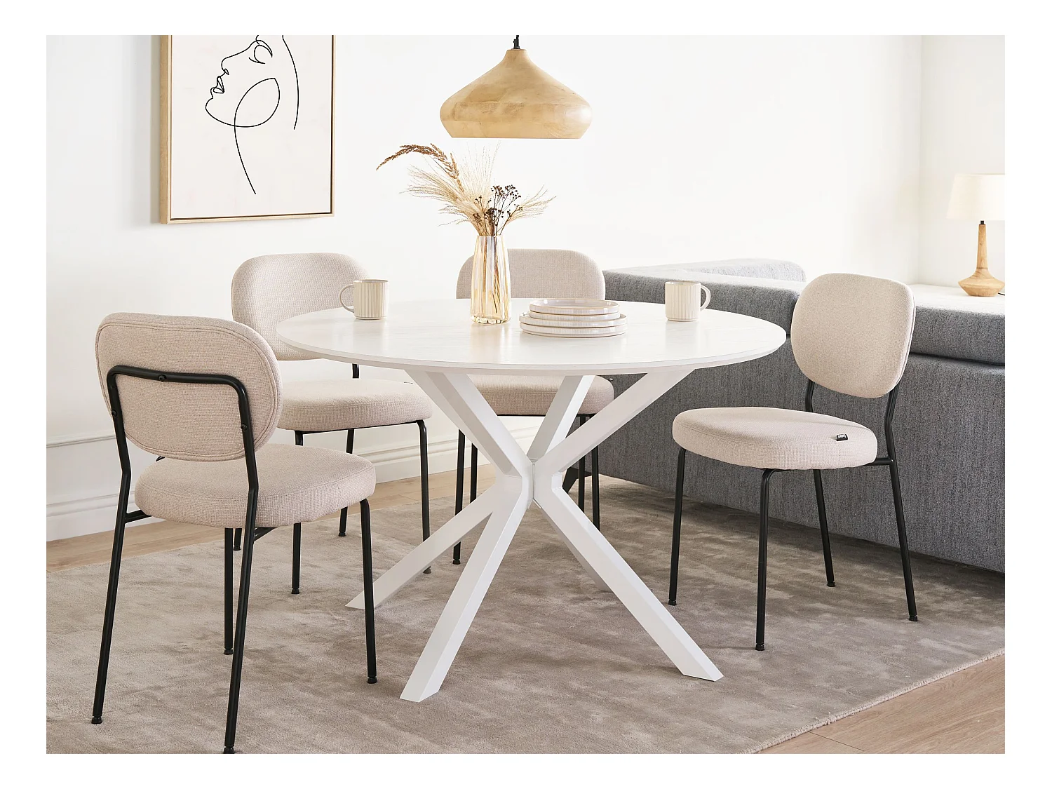 Table de repas FITZROY Blanc 120 cm 120 cm