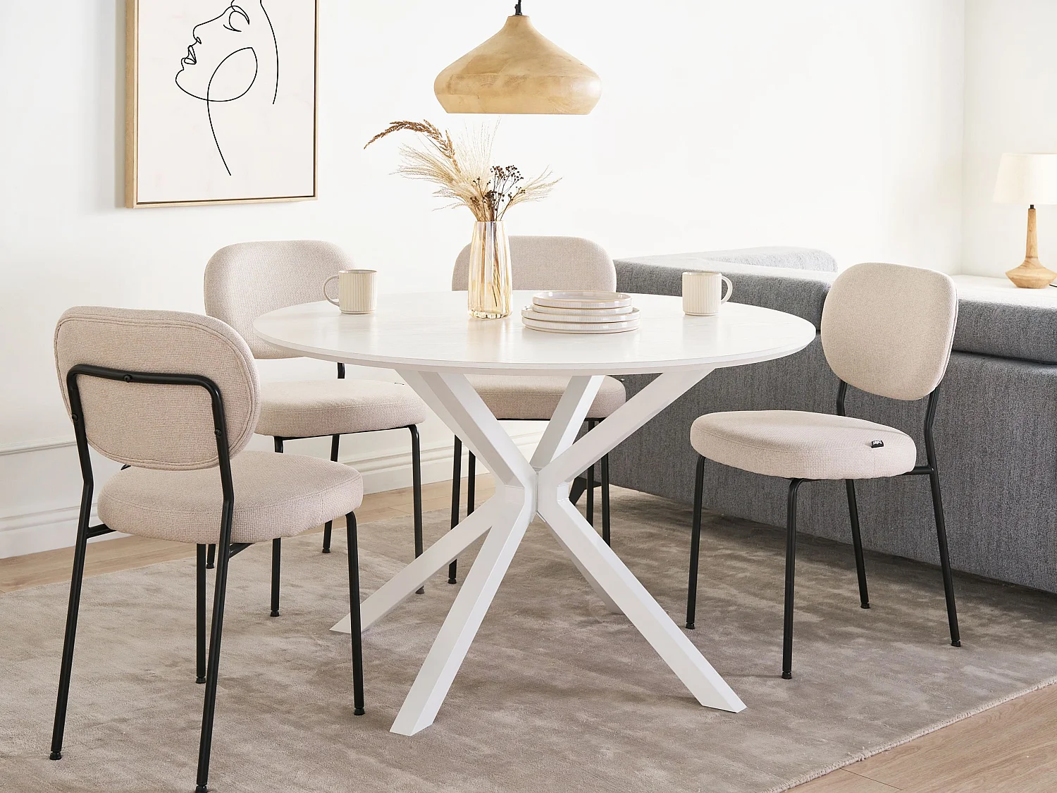 Table de repas FITZROY Blanc 120 cm 120 cm