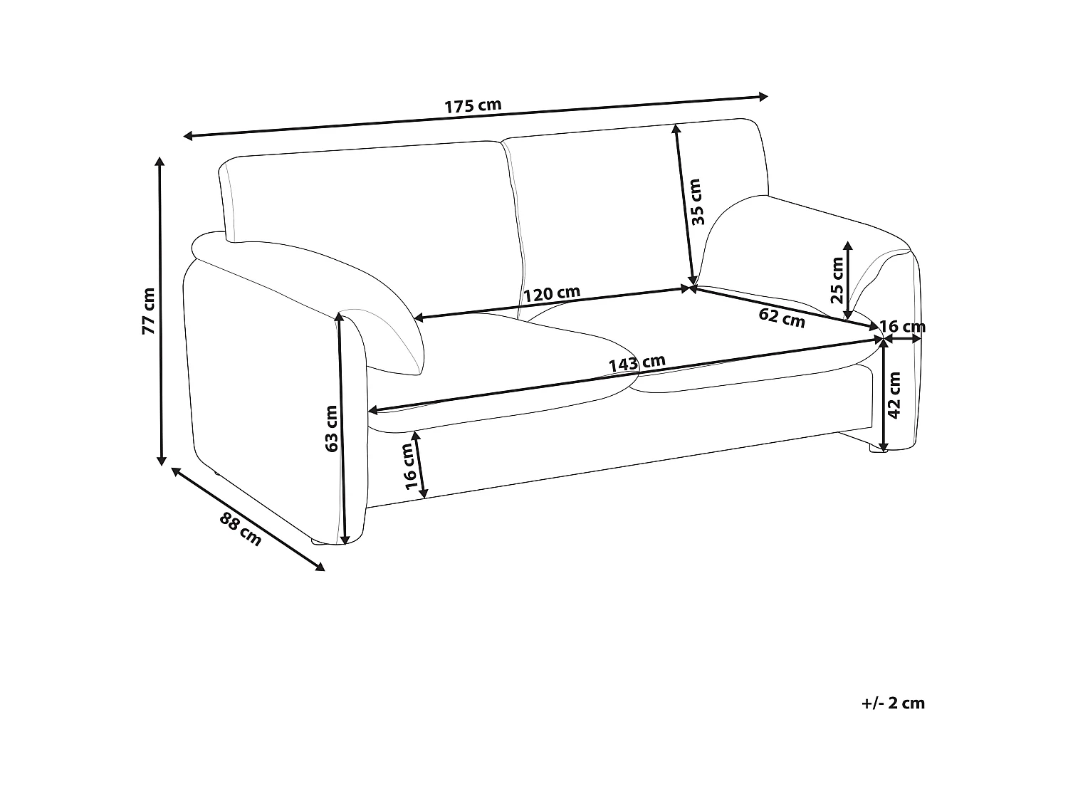 Canapé 2 places GETA Tissu Blanc cassé