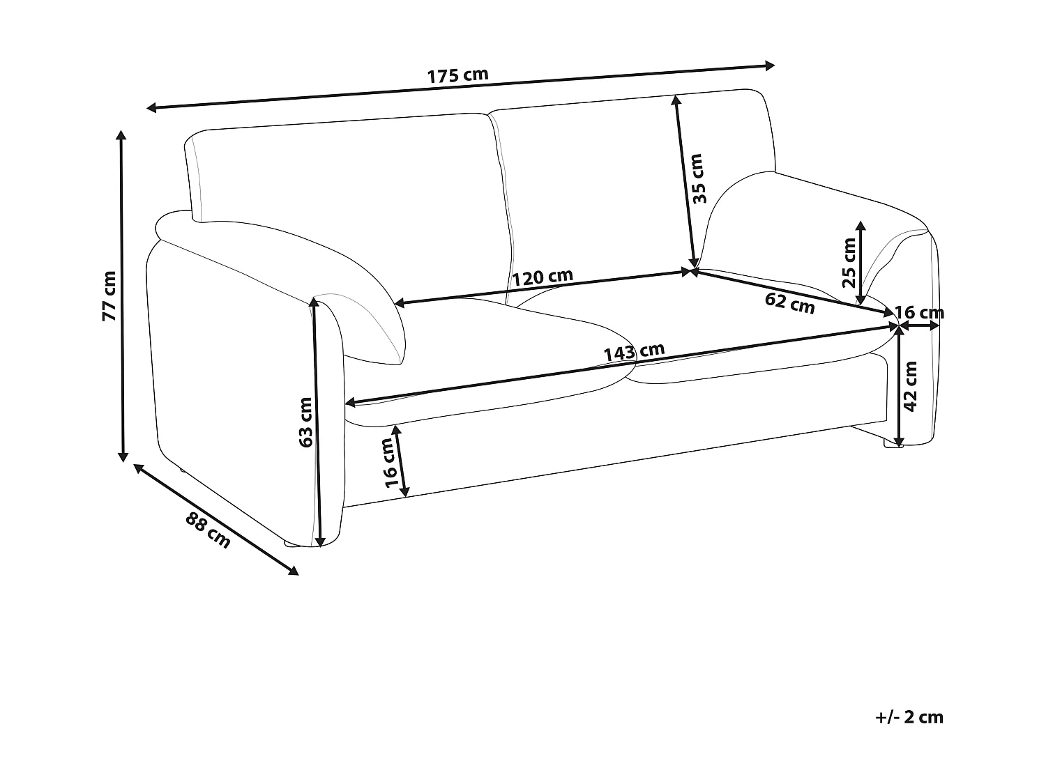 Canapé 2 places GETA Tissu Blanc cassé