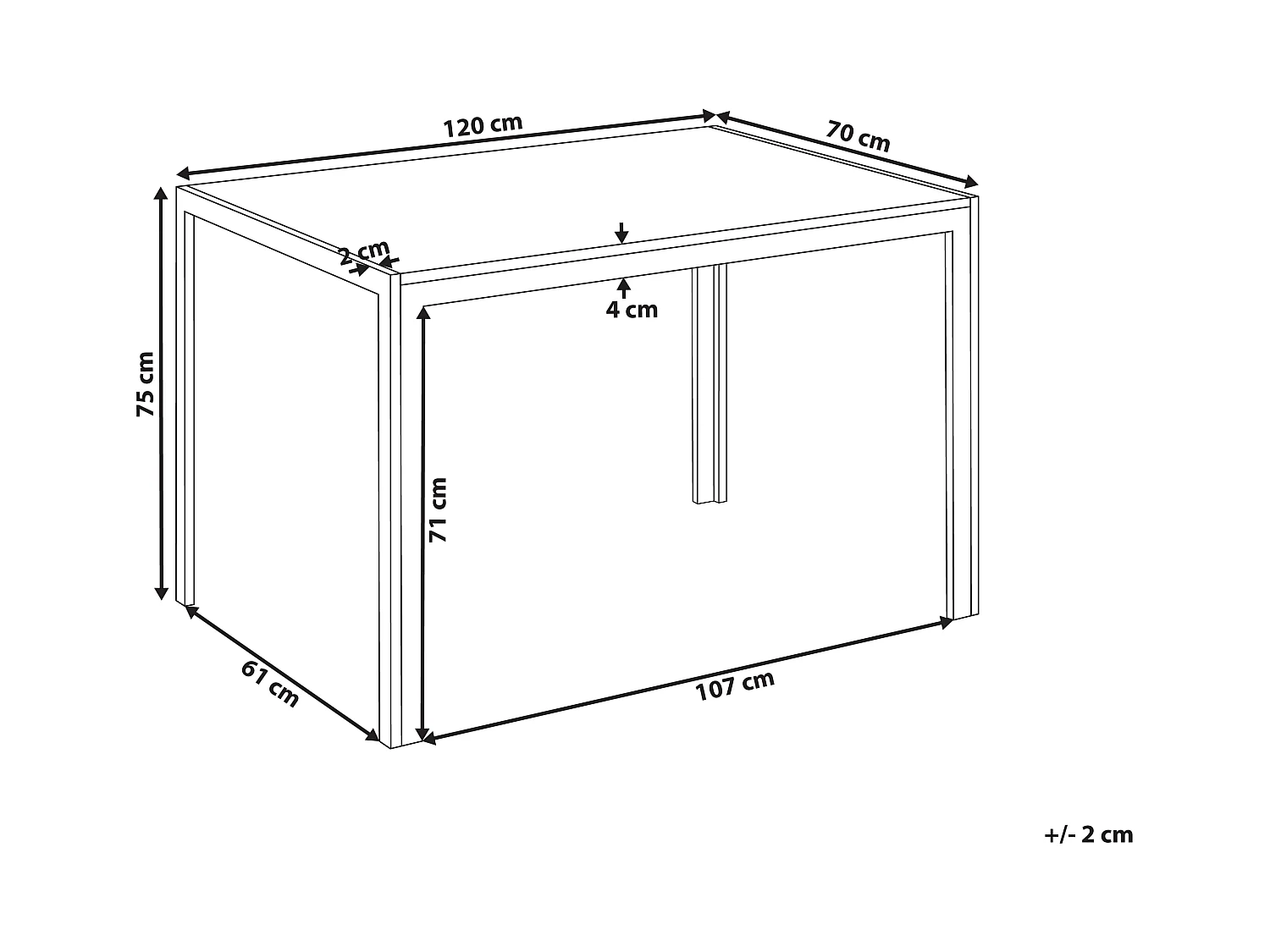 Table de repas MANN Marron/noir 120 cm 70 cm