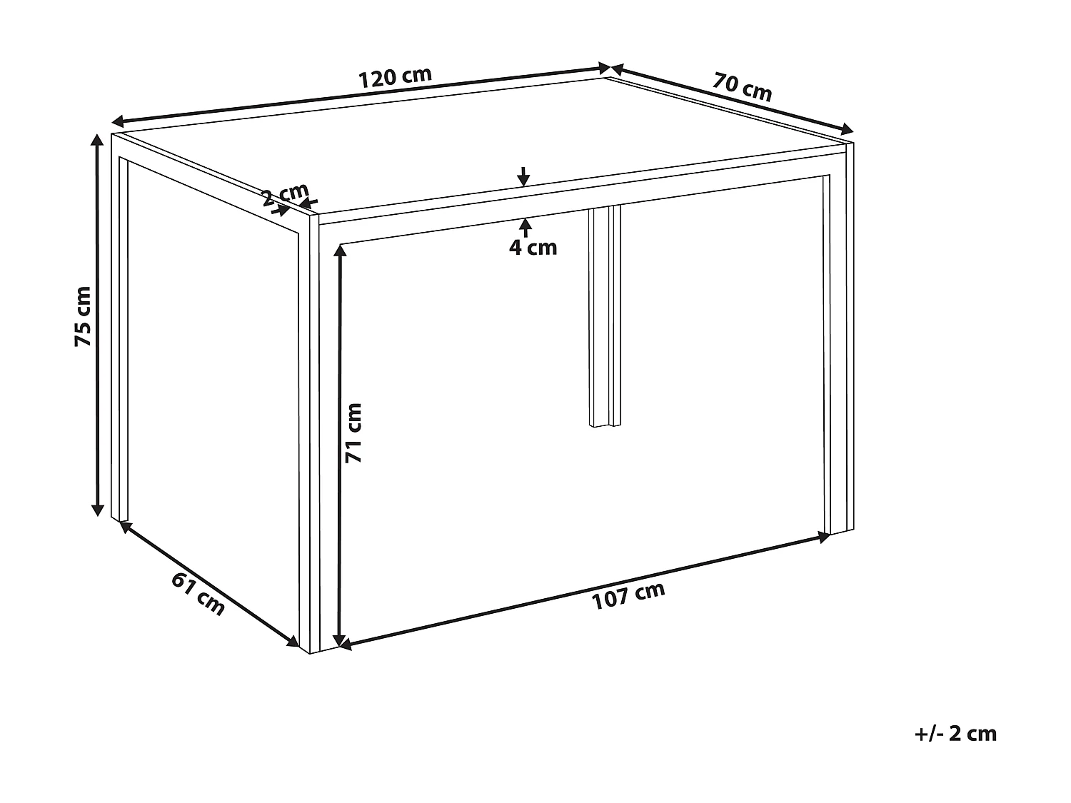 Table de repas MANN Marron/noir 120 cm 80 cm
