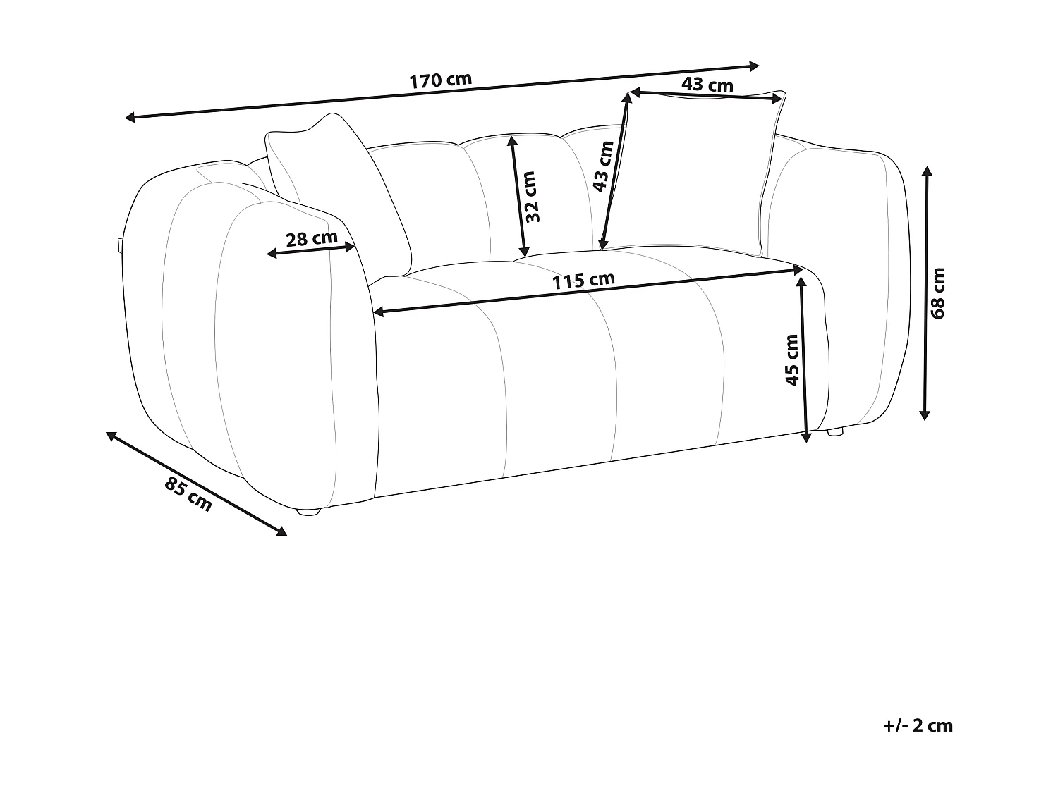 Canapé 2 places NESS Tissu Blanc cassé