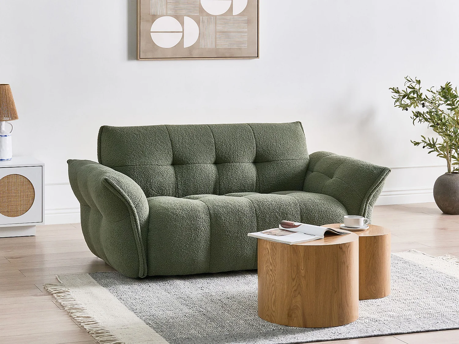 Canapé 2 places HALBA Bouclé Vert