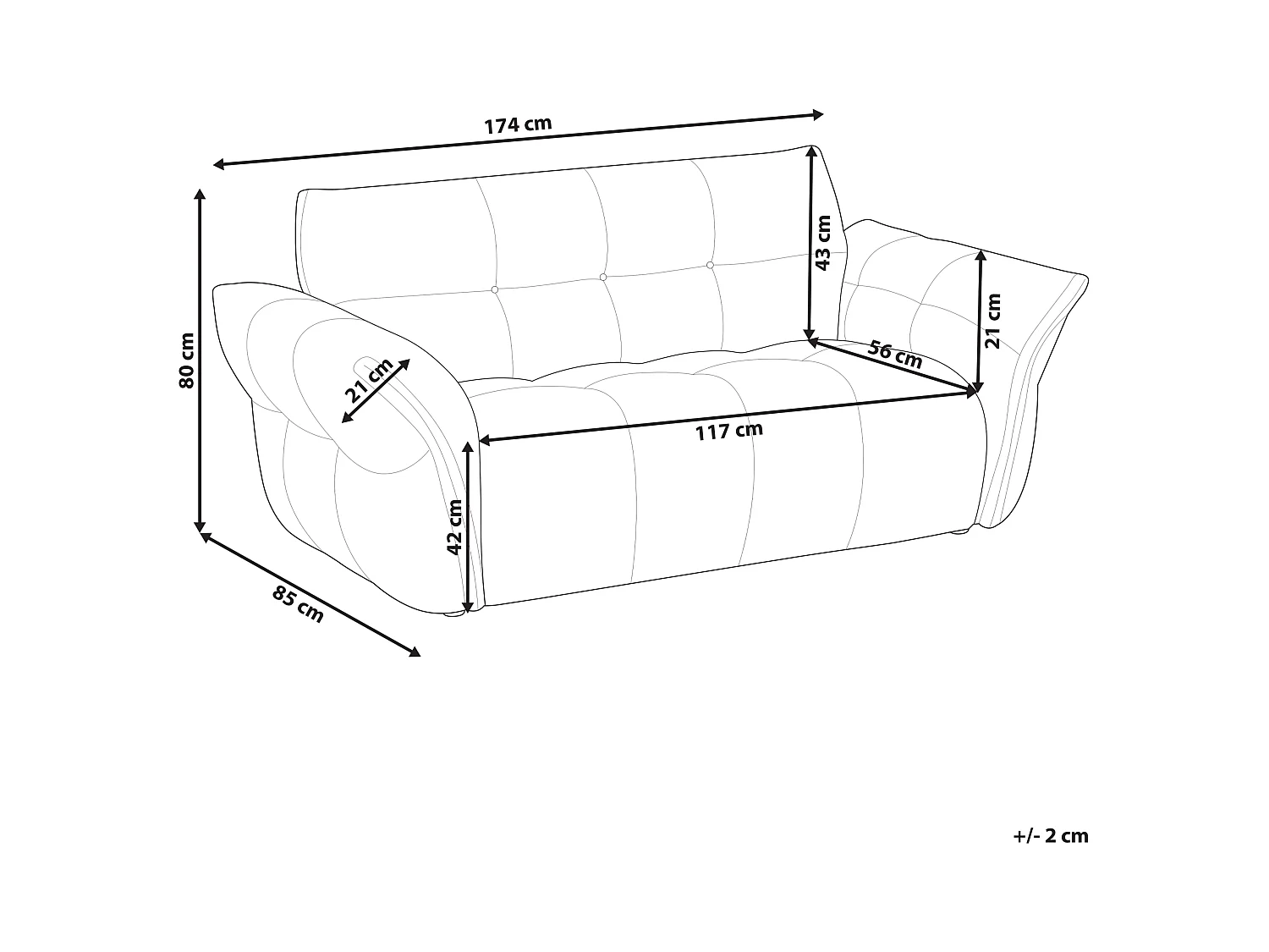 Canapé 2 places HALBA Bouclé Blanc
