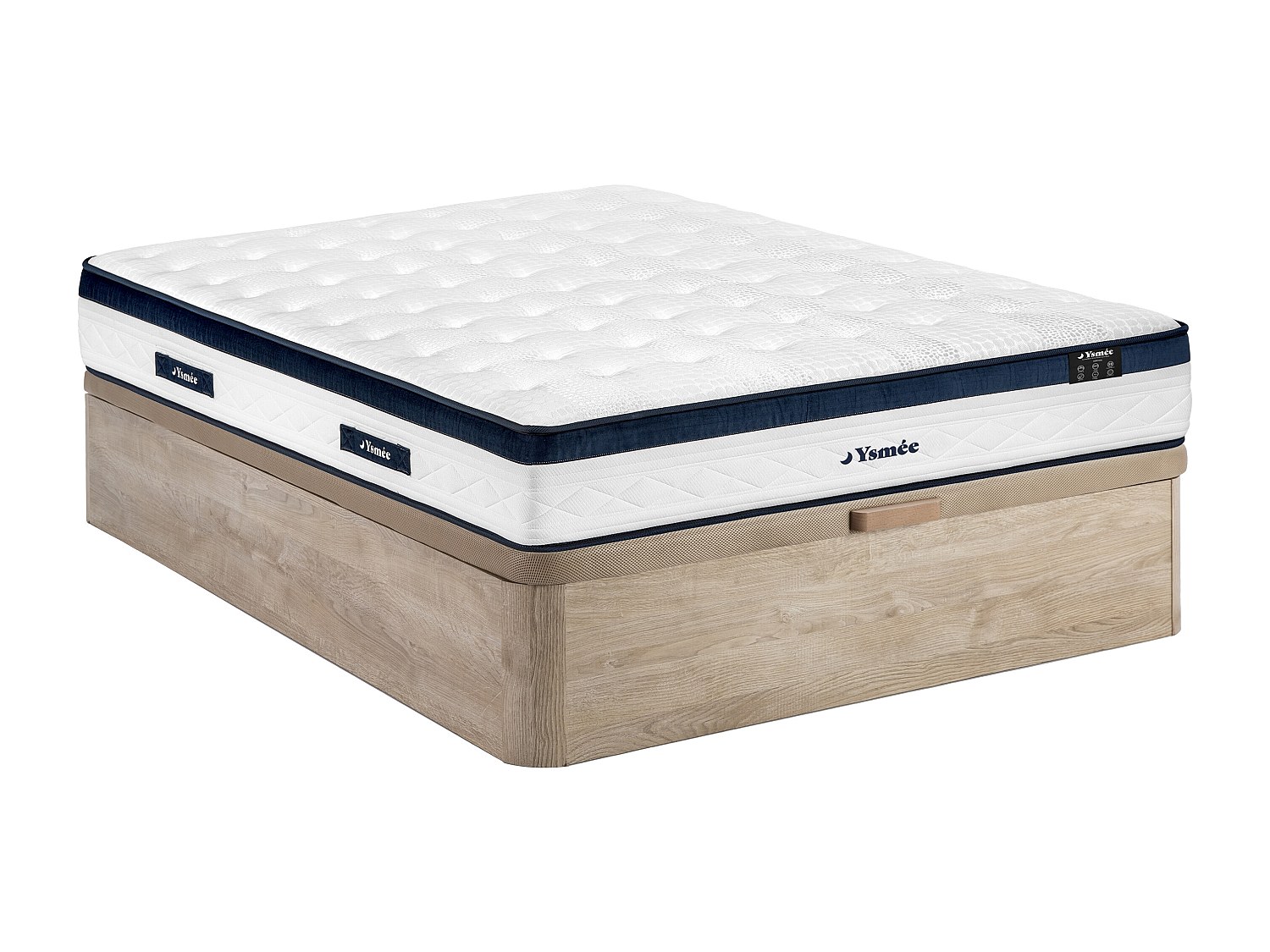 Set 140 x 190 cm - Bettkasten natur hell - Taschenfederkernmatratze 5 Zonen günstig online kaufen