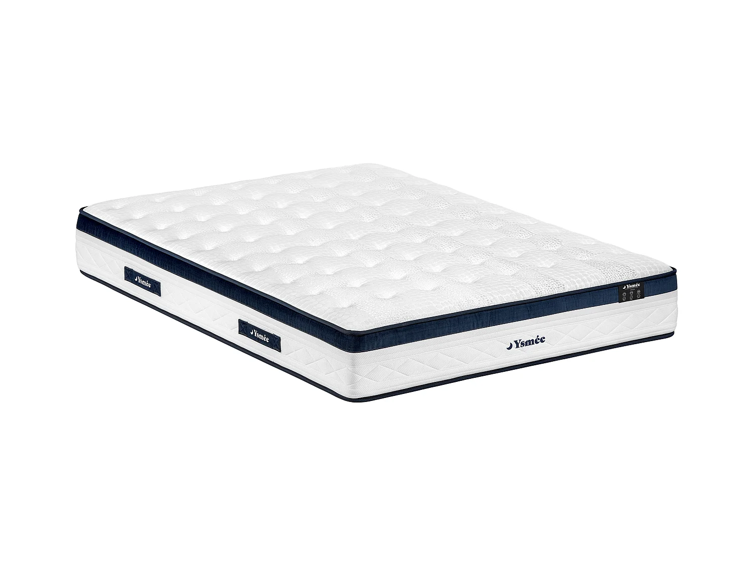 Ensemble 160 x 200 cm sommier coffre blanc + matelas ressorts ensachés 5 zones coutil rafraichissant ép.28cm - KOROVOU de YSMÉE