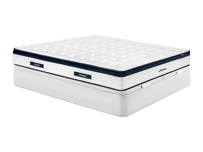 Set 180 x 200 cm rete letto contenitore bianco + materasso a molle insacchettate 5 zone tessuto rinfrescante sp.28cm - KOROVOU di YSMÉE