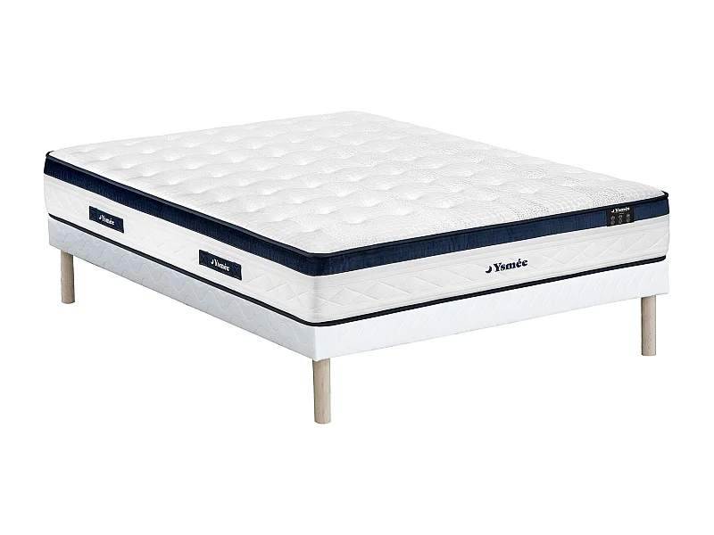 Ensemble 160 x 200 cm sommier tapissier + matelas ressorts ensachés 5 zones coutil rafraichissant ép.28cm - KOROVOU de YSMÉE