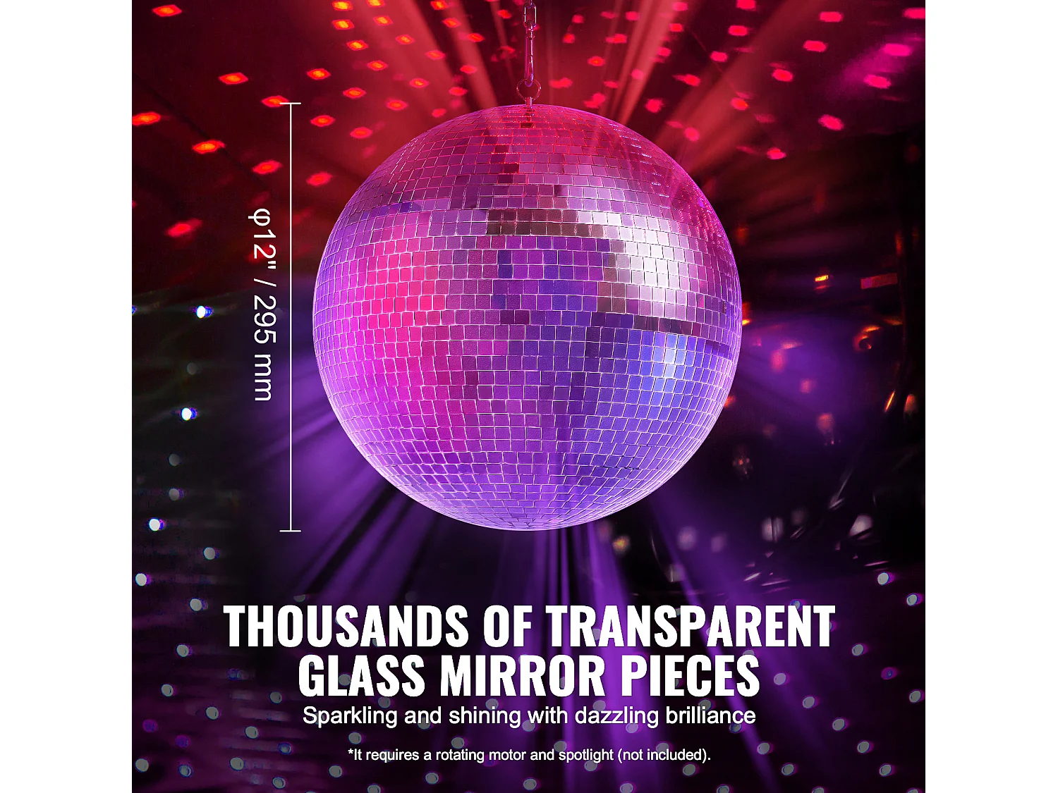 Boule Disco Miroir SucceBuy de 30 cm avec Anneau de Suspension pour Fêtes, Décoration Idéale pour DJ Club, Mariages, Anniversaires, Noël