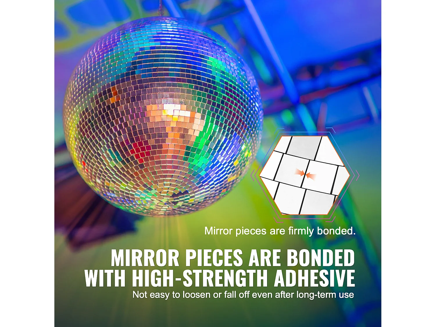 Boule Disco Miroir SucceBuy de 30 cm avec Anneau de Suspension pour Fêtes, Décoration Idéale pour DJ Club, Mariages, Anniversaires, Noël