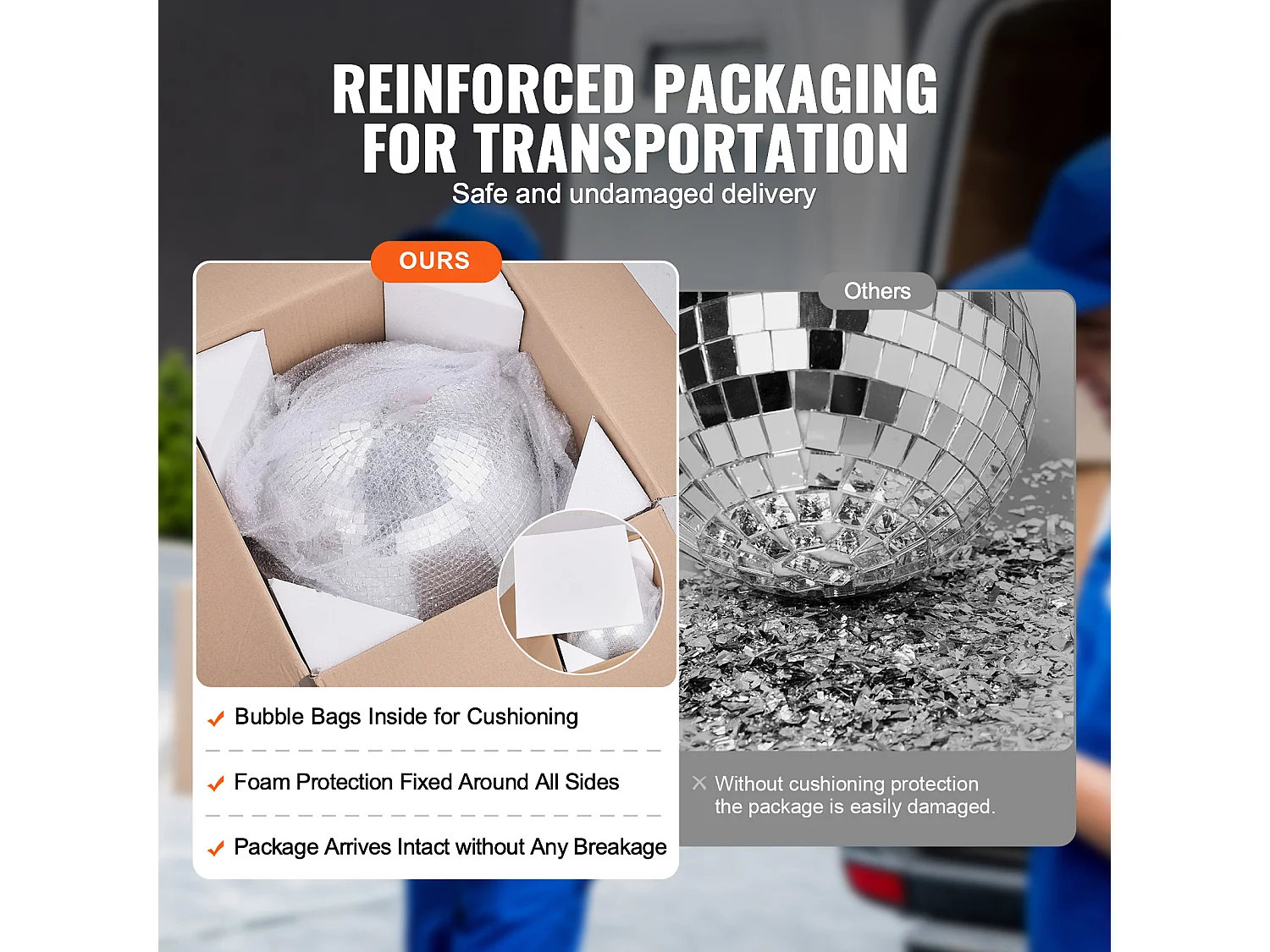 Boule Disco Miroir SucceBuy de 30 cm avec Anneau de Suspension pour Fêtes, Décoration Idéale pour DJ Club, Mariages, Anniversaires, Noël