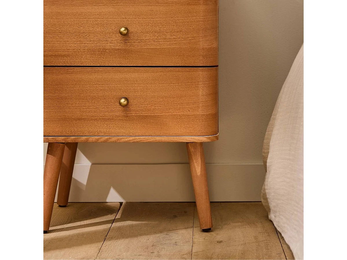 Comodino con 3 cassetti e frontali dai bordi arrotondati H71 cm - KARL