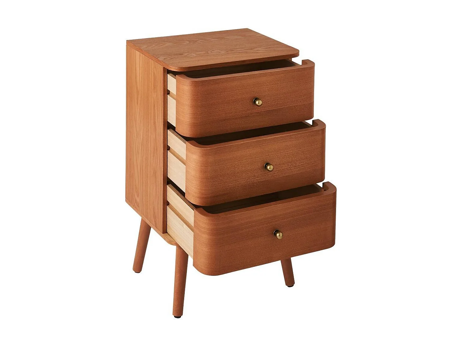 Comodino con 3 cassetti e frontali dai bordi arrotondati H71 cm - KARL