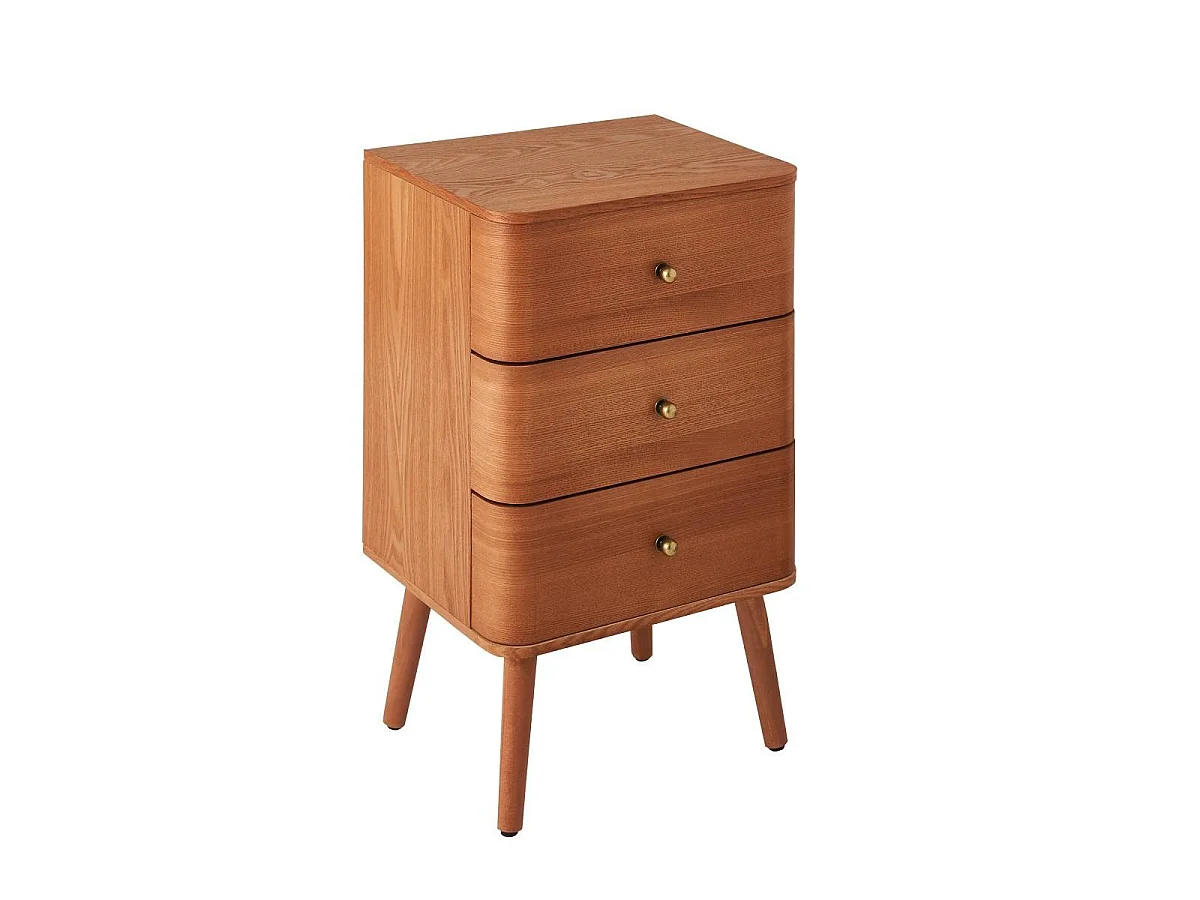 Chevet 3 tiroirs avec façades aux bords arrondis H71 cm KARL