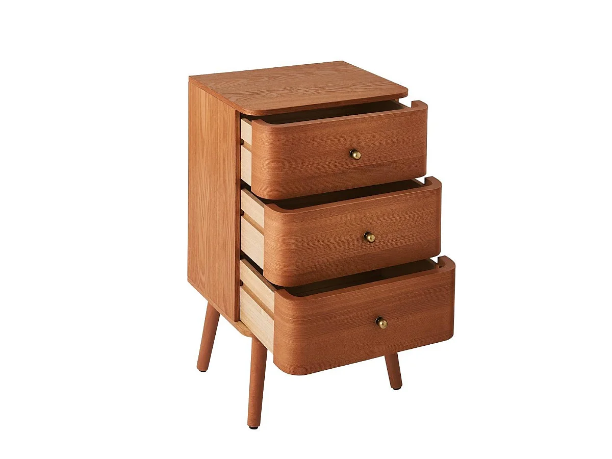 Chevet 3 tiroirs avec façades aux bords arrondis H71 cm KARL