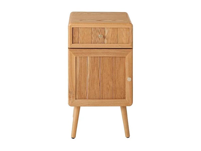 Nachttisch mit 1 Tür und 1 Schublade, Fronten in Lamellenoptik, H71 cm - AVA