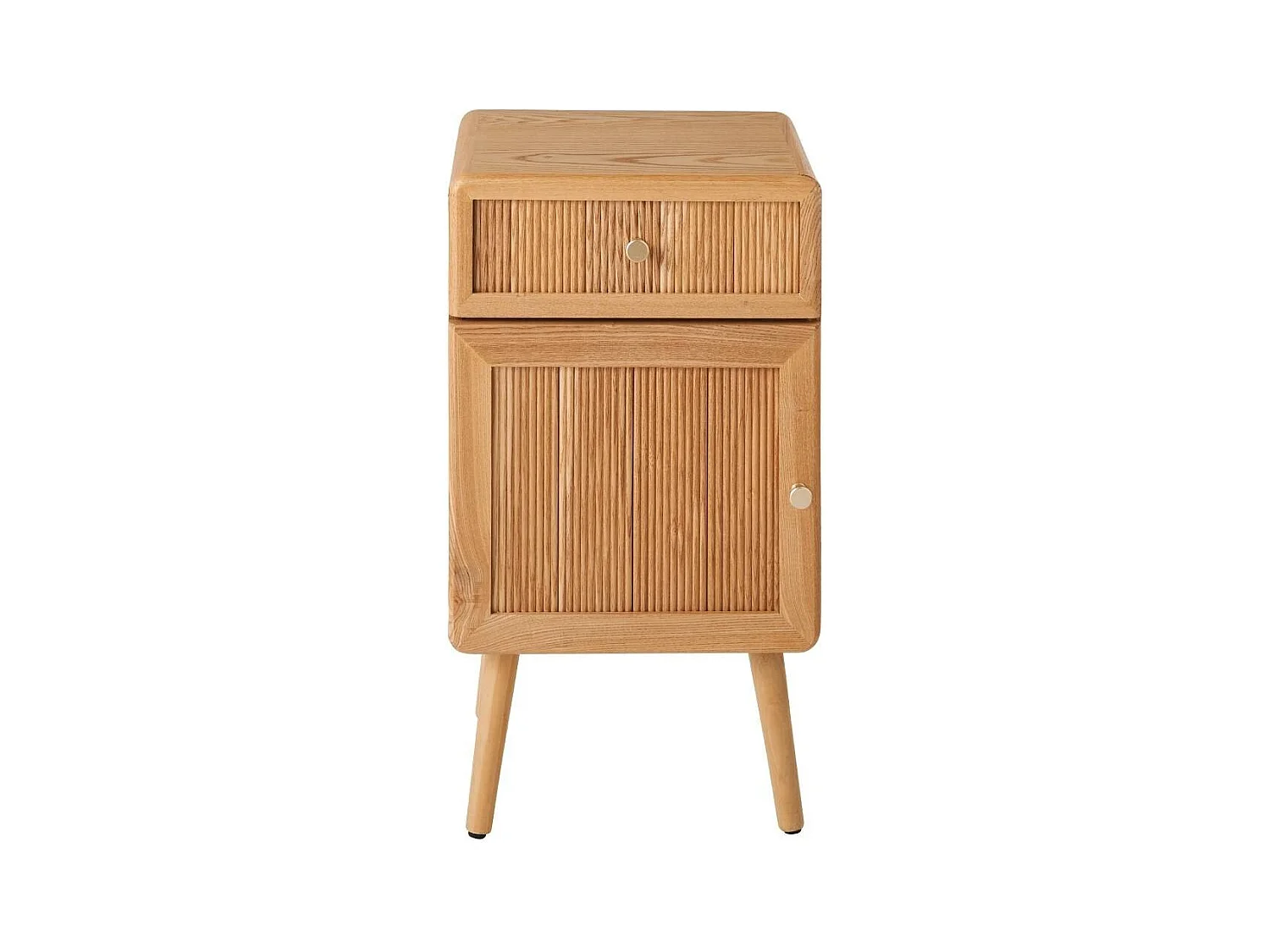 Chevet 1 porte et 1 tiroir avec façades lamellées H71 cm - AVA