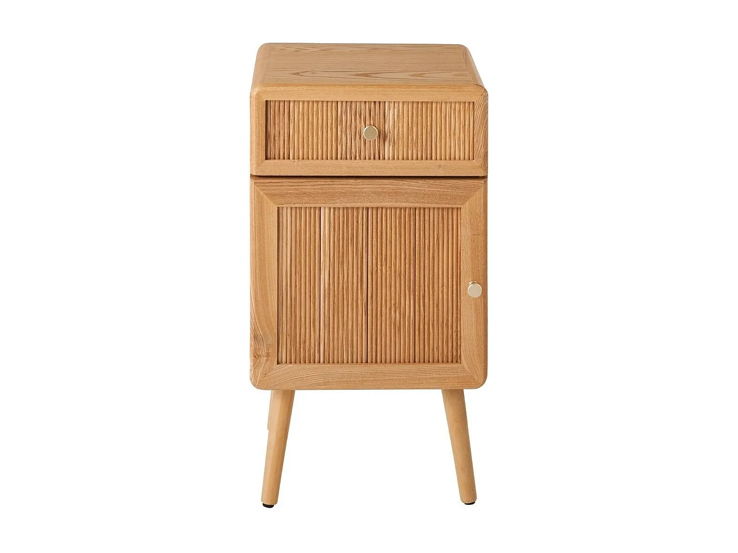 Chevet 1 porte et 1 tiroir avec façades lamellées H71 cm - AVA